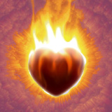 My friend, be selfless. fiery heart logo.